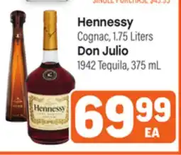 Tony’s Fresh Market Hennessy Cognac, 1.75 Liters Don Julio 1942 Tequila, 375mL offer