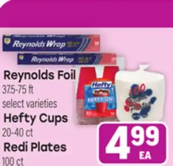 Tony’s Fresh Market Reynolds Foil 37.5-75ft Hefty Cups 20-40ct Redi Plates 100ct offer
