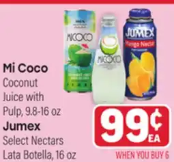 Tony’s Fresh Market Mi Coco Coconut Juice with Pulp, 9.8-16oz Jumex Select Nectars Lata Botella, 16oz offer