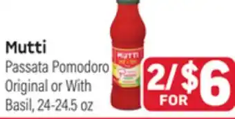 Tony’s Fresh Market Mutti Passata Pomodoro Original or With Basil offer
