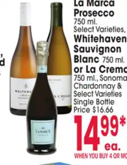 Jewel-Osco La Marca Prosecco Prosecco 750 ml, Whitehaven Sauvignon Blanc Blanc 750 ml. or La Crema 750 ml offer