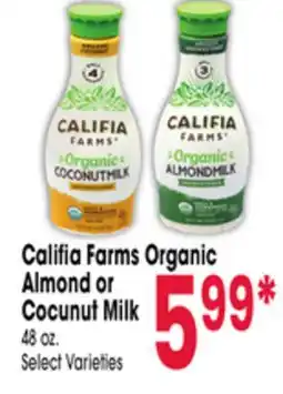 Jewel-Osco Califia Farms Organic Almond or Cocunut Milk offer