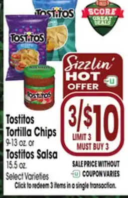 Jewel-Osco Tostitos Tortilla Chips 9-13 oz. or Tostitos Salsa 15.5 oz offer
