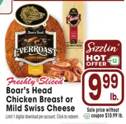 Jewel-Osco Boar's Head Chicken Breast or Mild Swiss Cheese offer