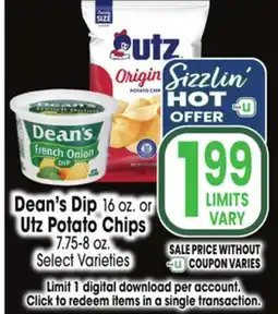 Jewel-Osco Dean's Dip 16 oz. or Utz Potato Chips 7.75-8 oz offer