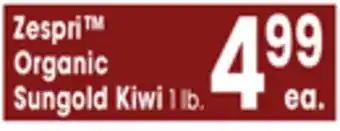 Jewel-Osco Zespri Organic Sungold Kiwi offer