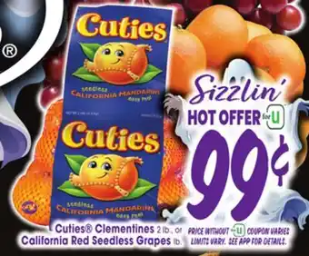 Jewel-Osco Cuties Clementines 2 lb., or 2 lb., or California Red Seedless Grapes lb offer