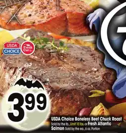 Jewel-Osco USDA Choice Boneless Beef Chuck Roast, Fresh Atlantic Salmon offer