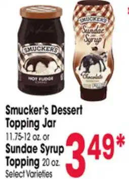 Jewel-Osco Smucker's Dessert Topping Jar 11.75-12 oz. or Sundae Syrup Topping 20 oz offer