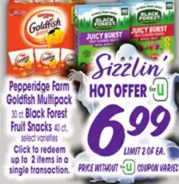 Jewel-Osco Pepperidge Farm Goldfish Multipack 30 ct. Black Forest Fruit Snacks 40 ct offer