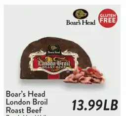 Fresh Thyme Boar's Head London Broil Roast Beef offer