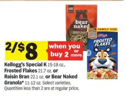 Meijer Kellogg's Special K, Frosted Flakes, Raisin Bran, Bear Naked Granola offer