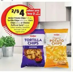 Meijer Meijer Potato Chips, Tortilla Chips, Corn Chips, Cheese Puffs or Curls offer