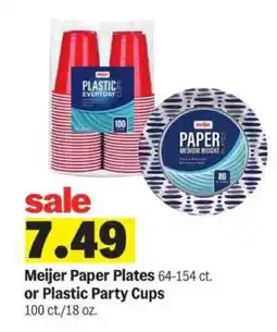 Meijer Meijer Paper Plates or Plastic Party Cups offer