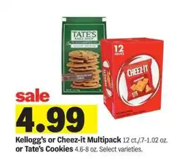 Meijer Kellogg's or Cheez-it Multipack or Tate’s Cookies offer