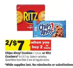 Meijer Chips Ahoy! Cookies or Ritz Crackers offer