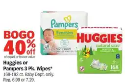 Meijer Huggies or Pampers 3 Pk. Wipes offer
