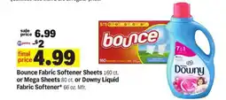 Meijer Bounce Fabric Softener Sheets or Mega Sheets or Downy Liquid Fabric Softener offer
