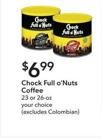 Publix Chock Full O'nuts Coffee offer
