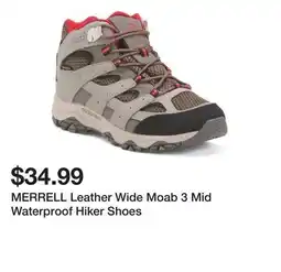 Marshalls MERRELL Leather Wide Moab 3 Mid Waterproof Hiker Shoes offer