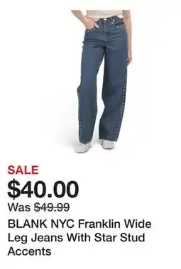 Marshalls BLANK NYC Franklin Wide Leg Jeans With Star Stud Accents offer