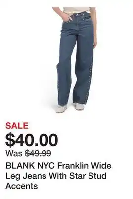 Marshalls BLANK NYC Franklin Wide Leg Jeans With Star Stud Accents offer