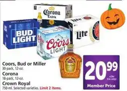 Safeway Coors, Bud or Miller, Corona, Crown Royal offer