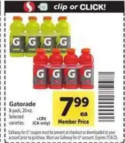 Safeway Gatorade offer