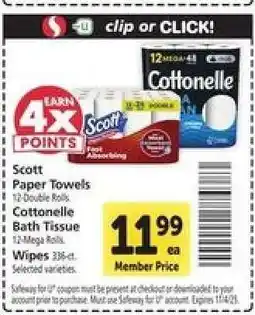 Safeway Scott Paper Towels / Cottonelle Bath Tissue offer