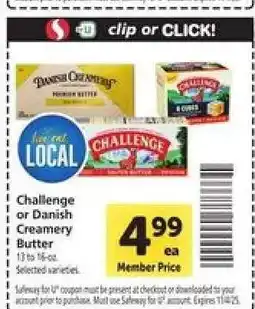 Safeway Challenge or Danish Creamery Butter offer