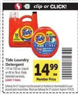 Safeway Tide Laundry Detergent offer