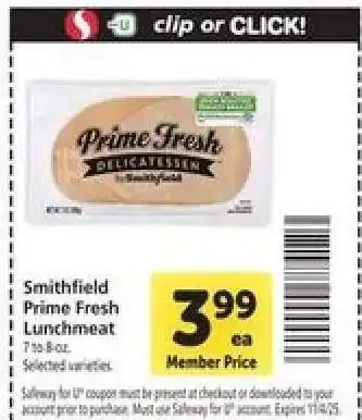 Smithfield Prime Fresh Lunchmeat