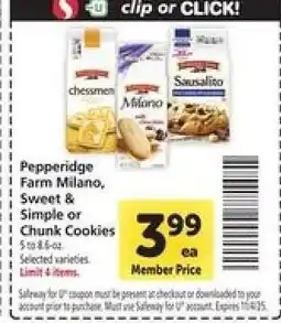 Safeway Pepperidge Farm Cookies offer