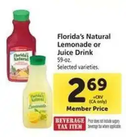 Safeway Florida's Natural Lemonade or Juice Drink offer