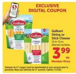Safeway Galbani String or Stick Cheese offer