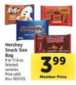 Safeway Hershey Snack Size Bag offer