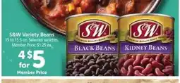 Safeway S&W Variety Beans offer