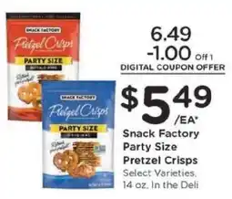 Kroger Snack Factory Party Size Pretzel Crisps offer