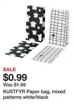 Ikea KUSTFYR Paper bag, mixed patterns white/black offer