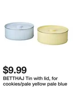 Ikea BETTHAJ Tin with lid, for cookies/pale yellow pale blue offer