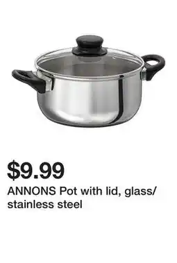 Ikea ANNONS Pot with lid, glass/stainless steel offer