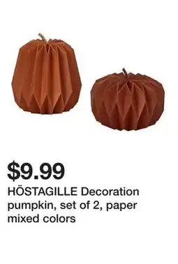 Ikea HÖSTAGILLE Decoration pumpkin, set of 2, paper mixed colors offer