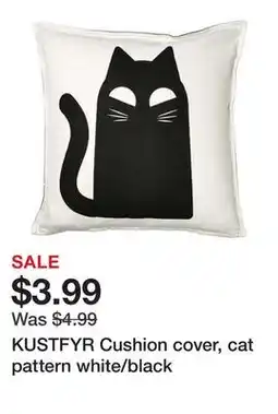 Ikea KUSTFYR Cushion cover, cat pattern white/black offer