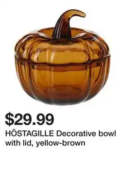 Ikea HÖSTAGILLE Decorative bowl with lid, yellow-brown offer