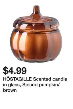 Ikea HÖSTAGILLE Scented candle in glass, Spiced pumpkin/brown offer