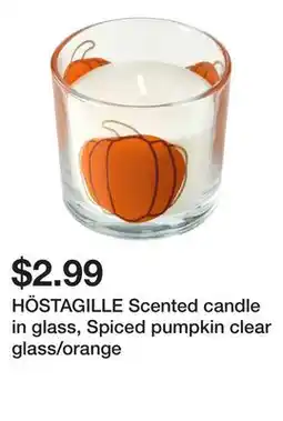 Ikea HÖSTAGILLE Scented candle in glass, Spiced pumpkin clear glass/orange offer