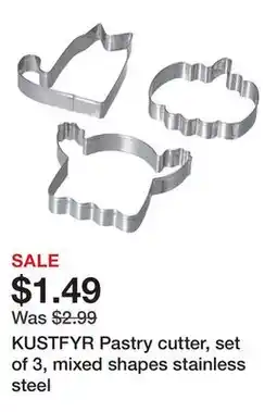 Ikea KUSTFYR Pastry cutter, set of 3, mixed shapes stainless steel offer
