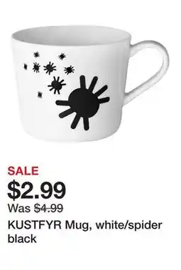 Ikea KUSTFYR Mug, white/spider black offer