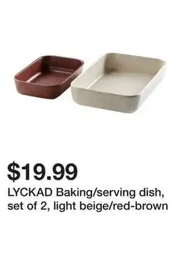 Ikea LYCKAD Baking/serving dish, set of 2, light beige/red-brown offer