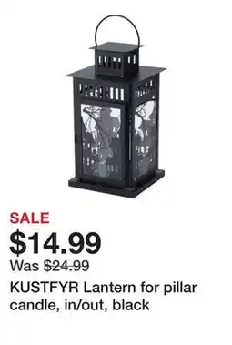 Ikea KUSTFYR Lantern for pillar candle, in/out, black offer